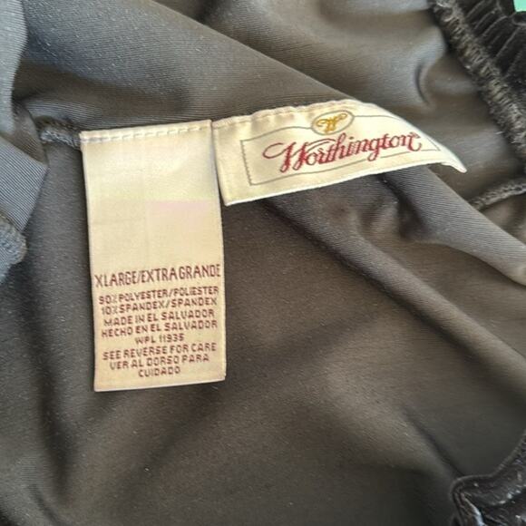 Worthington Black Velvet Velour Stretch Pullon Ruffled Waist Drawstring sz XL - Picture 3 of 6